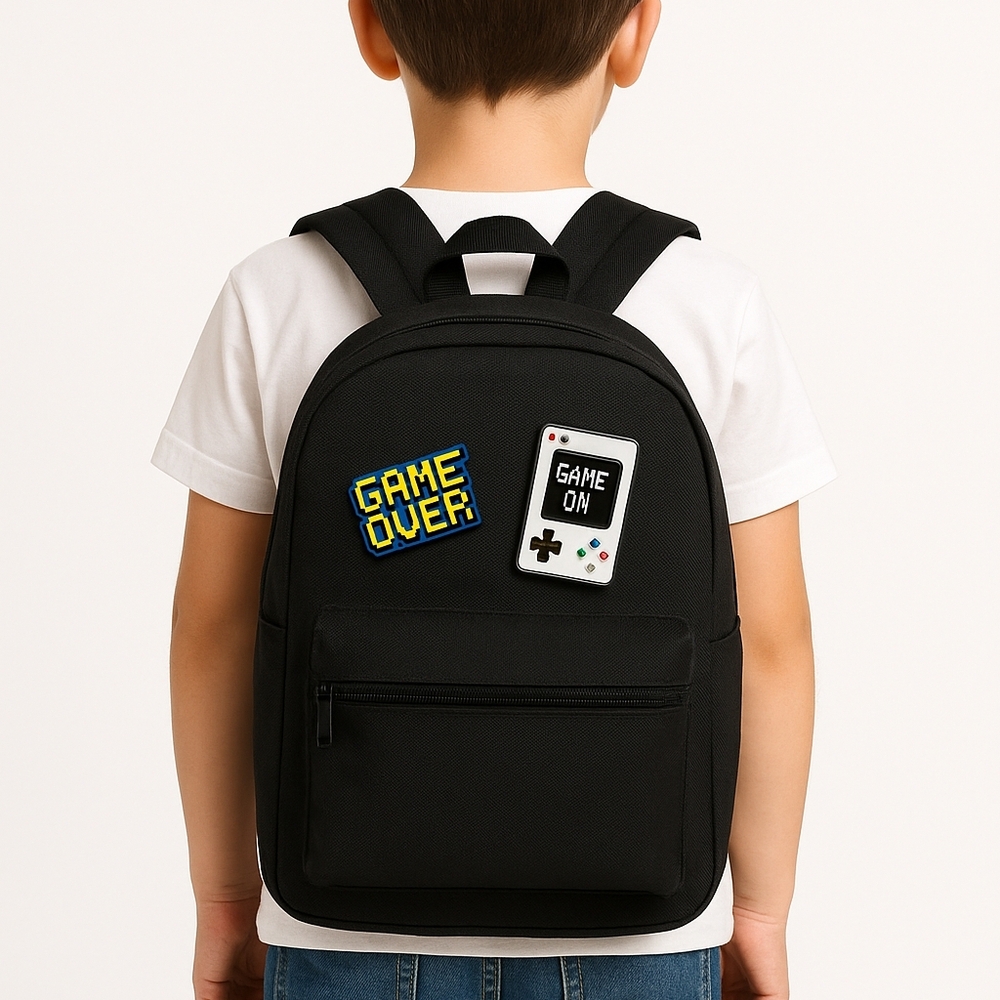 Backpack Pins Gamer Game Over Pixel Arcade Video Game NWT Kids Teens Fun Retro